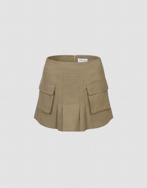 Urban Revivo Mini A-Line Women's Skirts Khaki | CGU5932GW