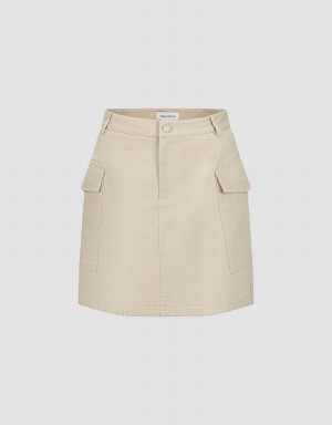 Urban Revivo Mini A-Line Women's Skirts Khaki | QCE4766OG