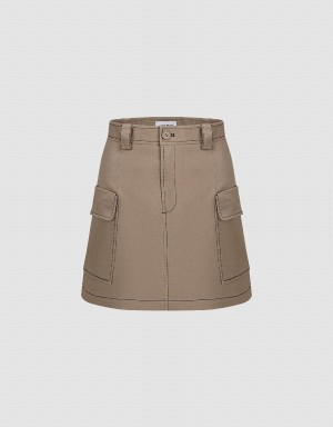 Urban Revivo Mini A-Line Women's Skirts Khaki | ZWY3847EK