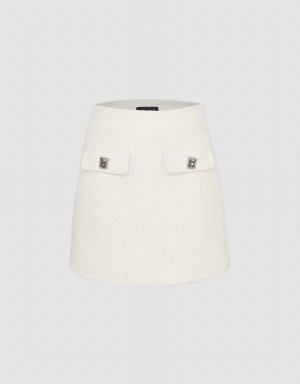 Urban Revivo Mini Tweed A-Line Women's Skirts White | OMM6495LH