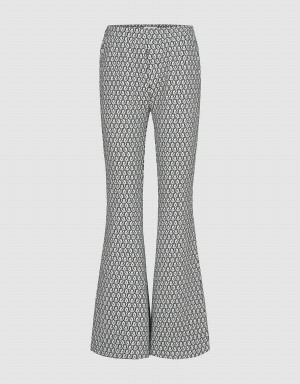 Urban Revivo Monogram Knitted Flare Women's Pants Black | CJN8354KC