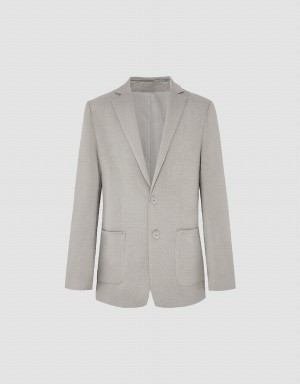 Urban Revivo Notch Lapel Tailored Men's Blazers Light Grey | MVM1067HO