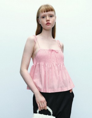 Urban Revivo Off-Shoulder Cami Top Women's Blouse Pink | YHA5480TW