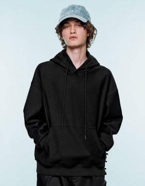 Urban Revivo Oversized Hooded Men's Sweatshirts Black | SKZ7179GH