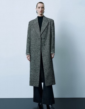 Urban Revivo Peak Lapel Straight Women's Coats Grey | DVA5642MN