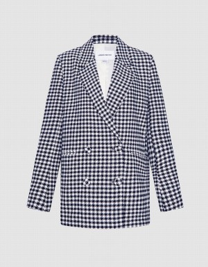 Urban Revivo Plaid Double Breasted Women's Blazers Grey | ZGU4091JV