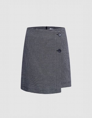 Urban Revivo Plaid Wrap Mini Women's Skirts Grey | ZNX6740WD