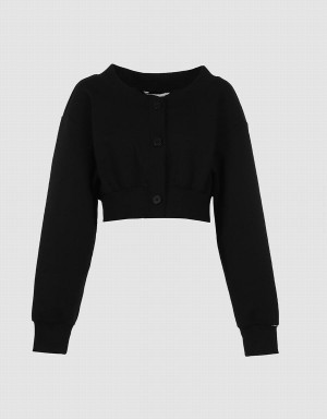 Urban Revivo Plain Button Front Women's Jackets Black | DHH3176TL