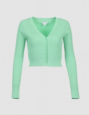 Urban Revivo Plain Button Up Women's Cardigan Green | LYB516KX