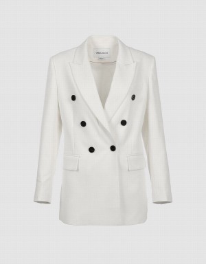 Urban Revivo Plain Double Breasted Women's Blazers Pink White | GNU1684AR