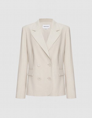 Urban Revivo Plain Double Breasted Women's Blazers Khaki | ICB3157BW