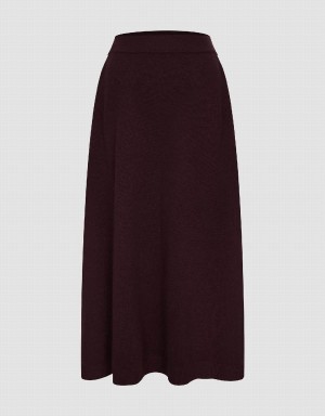 Urban Revivo Plain Knitted Midi Women's Skirts Brown | UUQ4844AW