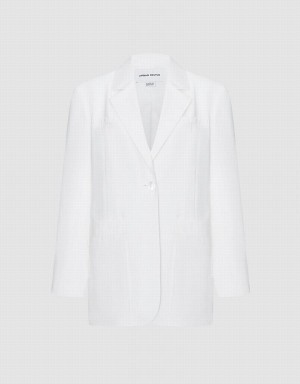 Urban Revivo Plain Single Breasted Women's Blazers White | FTZ9273YV