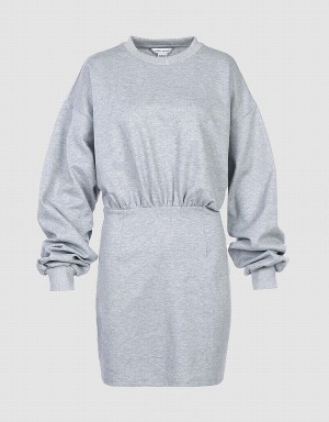 Urban Revivo Plain Women's Dress Grey | QCQ5878WM