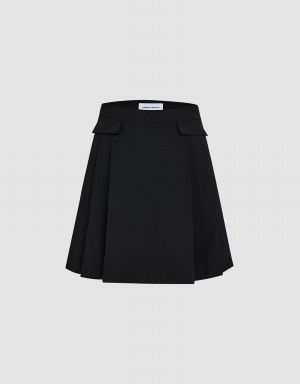 Urban Revivo Pleated A-Line Women's Skirts Black | WWB5428NG