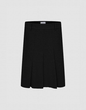 Urban Revivo Pleated Midi Straight Women's Skirts Black | AWO206VN