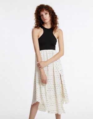 Urban Revivo Polka Dot Halter Women's Dress White | IMJ2722SV