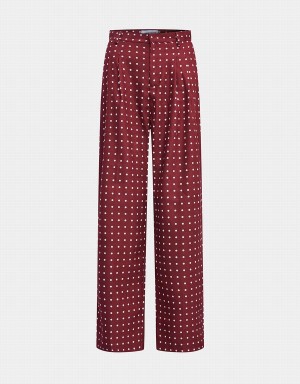 Urban Revivo Polka Dot Wide Leg Women's Pants Red | SMT3154UE