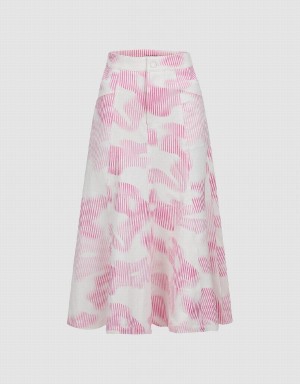 Urban Revivo Printed Midi Fishtail Women's Skirts Pink | XNJ712KH