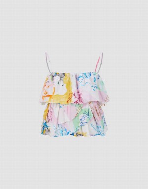 Urban Revivo Printed Ruffle Cami Top Women's Blouse Multicolor | QPQ9970NW