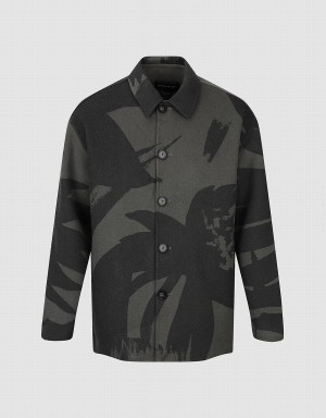 Urban Revivo Printed Straight Men's Jackets Grey | URE98OB