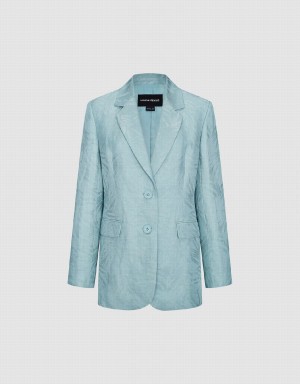 Urban Revivo Pritned Notch Lapel Women's Blazers Blue | SEE6369MN