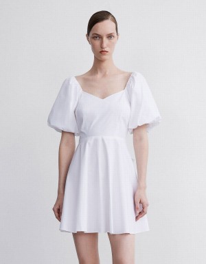 Urban Revivo Puff Sleeve Women's Dress White | BMI9342QD