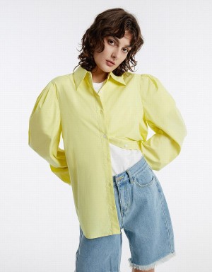 Urban Revivo Puff Sleeve Women's Shirts Green | TIA9128AD