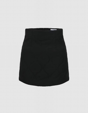 Urban Revivo Quilted Mini A-Line Women's Skirts Black | KZI945YL