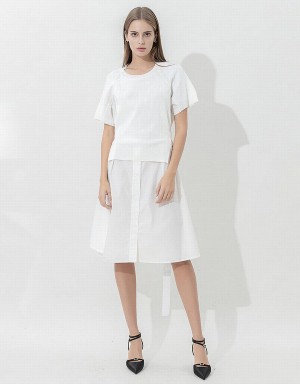 Urban Revivo Raglan Sleeve Knitted Women's Dress White | DLW7139MJ