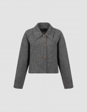 Urban Revivo Raglan Sleeve Woolen Women's Jackets Grey | YEN328DM