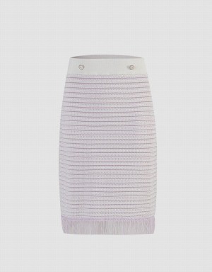 Urban Revivo Raw Hem Knitted Women's Skirts Purple | VHI3383NM