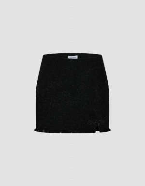 Urban Revivo Raw Hem Mini Denim Women's Skirts Black | FTG5188HY