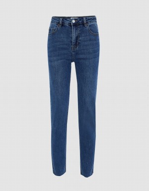 Urban Revivo Raw Hem Skinny Women's Jeans Blue | MZK8784RF