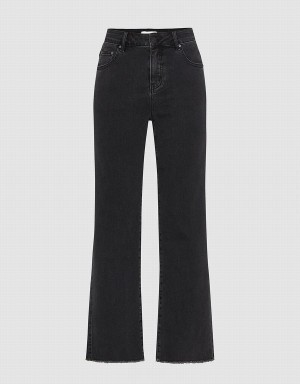 Urban Revivo Raw Hem Straight Women's Jeans Dark Grey | QMI2857IA