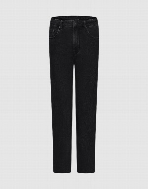 Urban Revivo Raw Hem Straight Women's Jeans Black | IOA8874BU