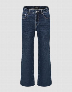 Urban Revivo Raw Hem Straight Women's Jeans Blue | PNB9929CA