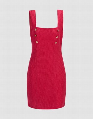 Urban Revivo Ribbed Knit Sleeveless Bodycon Women's Dress Red | SVK3176GG