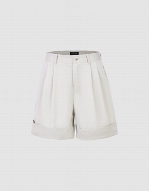 Urban Revivo Roll Up Hem Regular Women's Shorts White | YAB6819QC