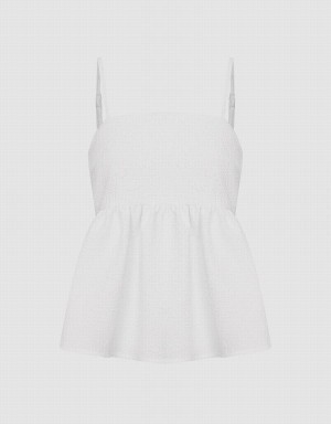 Urban Revivo Ruffle Hem Cami Women's Tank Top White | ZQV8756MC