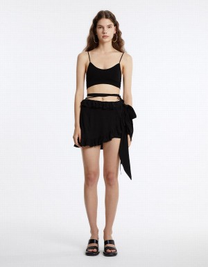 Urban Revivo Ruffled Wrap Women's Skirts Black | BKQ3240GL