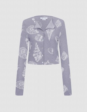 Urban Revivo Seashell Button Up Women's Cardigan Grey | WPJ8586XK