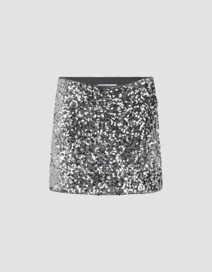 Urban Revivo Sequins Mini Skinny Women's Skirts Grey | LSY672OW