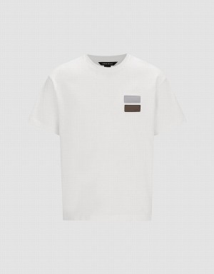 Urban Revivo Short Sleeve Straight Men's T Shirts White | LFN6295MD