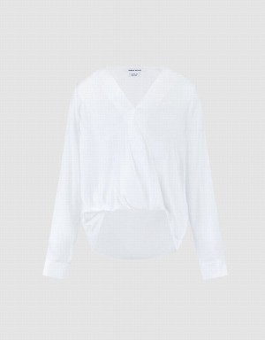 Urban Revivo Silk Effect Wrap Women's Blouse White | FVV4218CO