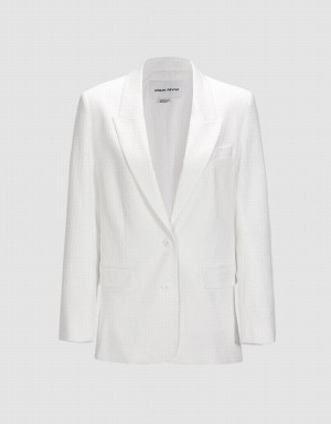 Urban Revivo Single Breasted Women's Blazers White | ISJ8059IB