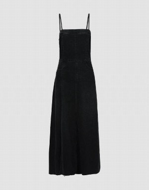 Urban Revivo Skinny Midi Denim Women's Dress Black | JCX3266VR