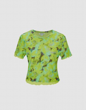 Urban Revivo Skinny Women's T Shirts Green | OKE994HZ