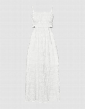 Urban Revivo Sleeveless Cut-Out A-Line Women's Dress White | RTZ2637DA