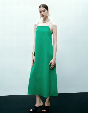 Urban Revivo Sleeveless Straight Women's Dress Green | EFE8572AT